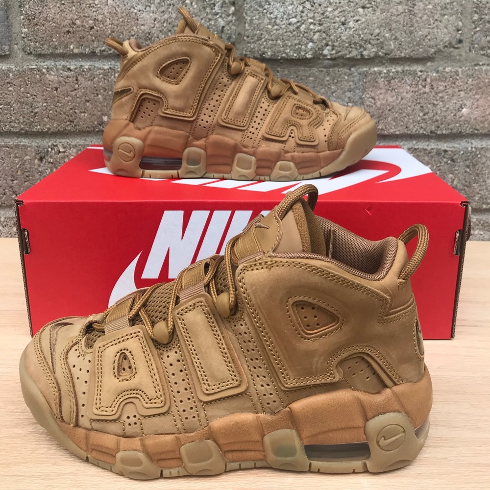 Kids Nike Air More Uptempo Flax Gum sole Sz 3.5Y - Picture 3 of 8